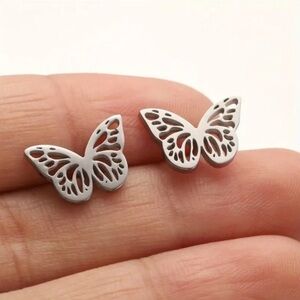 BOGO! Dainty Butterfly earrings in color Silver - Boutique NEW